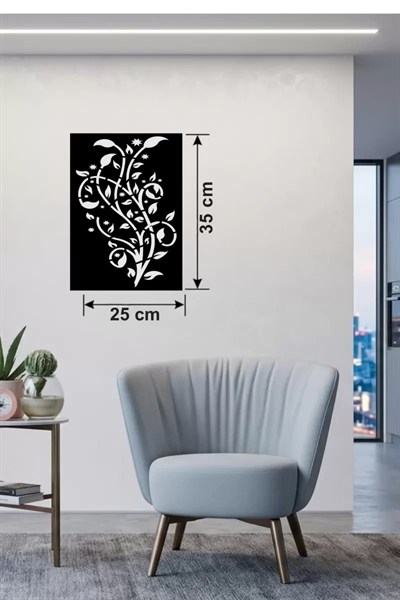 Mey İthalat® Sarmaşık Dalı Tasarım Ahşap Duvar Tablosu - 25x35 cm Lazer Kesim Dekoratif Pano