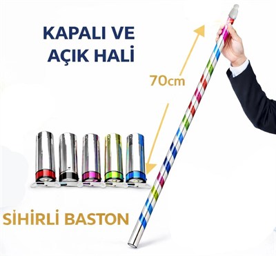 Mey İthalat® Sihirli Açılır Baston – Mendilden Bastona İlizyon Oyunu (70 cm)