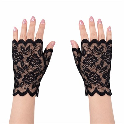 Mey İthalat® Siyah Dantel Parmaksız Kısa Eldiven