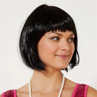 Mey İthalat® Siyah Renk Parti Peruğu Küt Saç