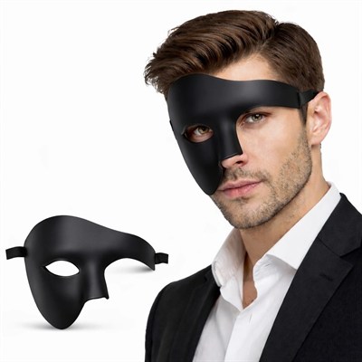 Mey İthalat® Siyah Yarım Erkek Maske – Phantom Parti & Balo Maskesi