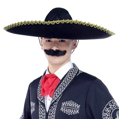 Mey İthalat® Sombrero Meksika Şapkası Mariachi Altın Şeritli Yetişkin Boy