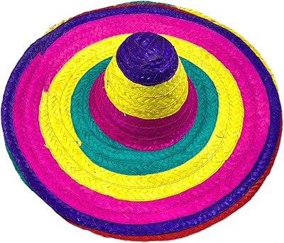 Mey İthalat® Sombrero Meksika Şapkası Renkli Örme Hasır Yetişkin Boy