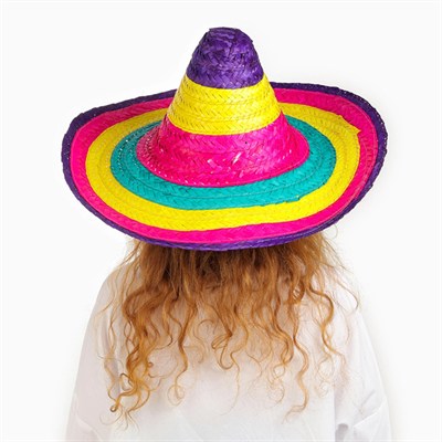 Mey İthalat® Sombrero Meksika Şapkası Renkli Örme Hasır Çocuk Boy