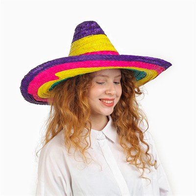 Mey İthalat® Sombrero Meksika Şapkası Renkli Örme Hasır Çocuk Boy