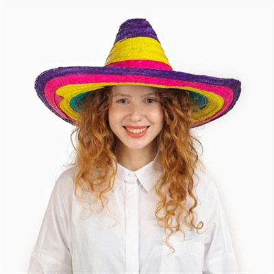 Mey İthalat® Sombrero Meksika Şapkası Renkli Örme Hasır Çocuk Boy