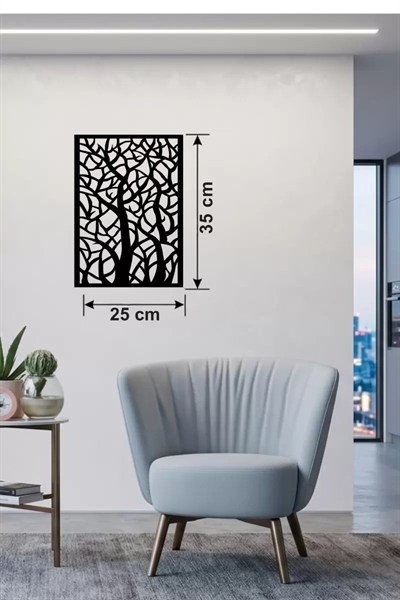 Mey İthalat® Soyut Ağaç Dalları Ahşap Duvar Tablosu - 25x35 cm Lazer Kesim Dekoratif Pano
