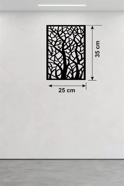 Mey İthalat® Soyut Ağaç Dalları Ahşap Duvar Tablosu - 25x35 cm Lazer Kesim Dekoratif Pano