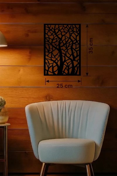 Mey İthalat® Soyut Ağaç Dalları Ahşap Duvar Tablosu - 25x35 cm Lazer Kesim Dekoratif Pano