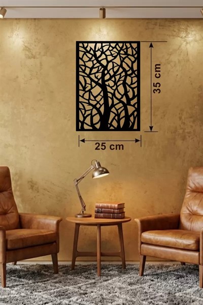 Mey İthalat® Soyut Ağaç Dalları Ahşap Duvar Tablosu - 25x35 cm Lazer Kesim Dekoratif Pano