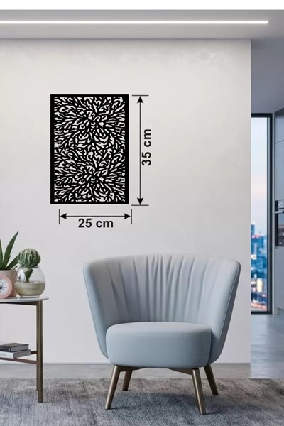 Mey İthalat® Soyut Mercan ve Hücre Dokulu Ahşap Duvar Tablosu - 25x35 cm Lazer Kesim Dekoratif Pano