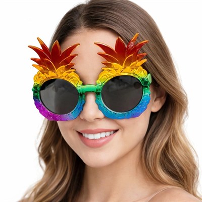 Mey İthalat® Tropikal Ananas Tasarımlı Renkli Hawaii Parti Gözlüğü