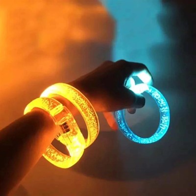 Mey İthalat® Turuncu Led Işıklı Baskı Yapılabilen Pilli Bileklik Bilezik 1,5 cm Genişlik