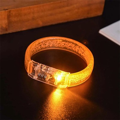 Mey İthalat® Turuncu Led Işıklı Baskı Yapılabilen Pilli Bileklik Bilezik 1,5 cm Genişlik