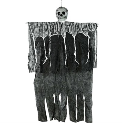 Mey İthalat® Ürpertici Kuru Kafa Korku Hayalet Saçaklı Dekor 90x50 cm