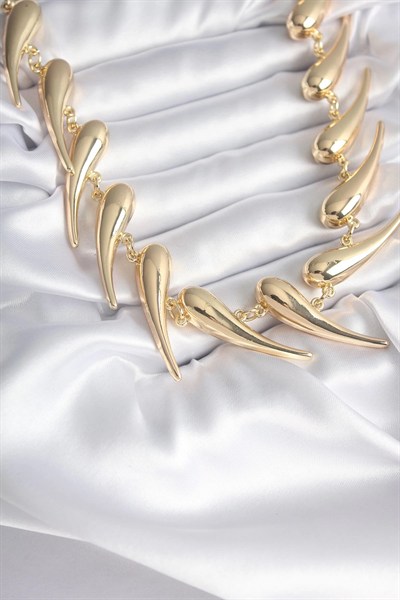 Mey İthalat® VIP Seri Özel Tasarım Gold Renk Kadın Kolye