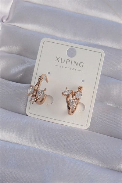 Mey İthalat® XUPİNG Rose Renk Zirkon Taşlı Halka Küpe