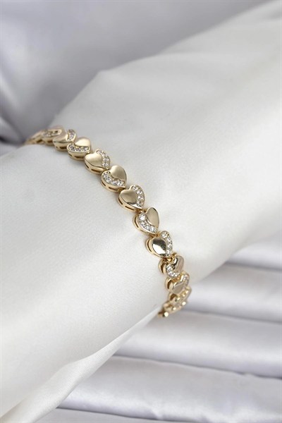Mey İthalat® Xuping Kalp Model Gold Renk Kadın Bileklik