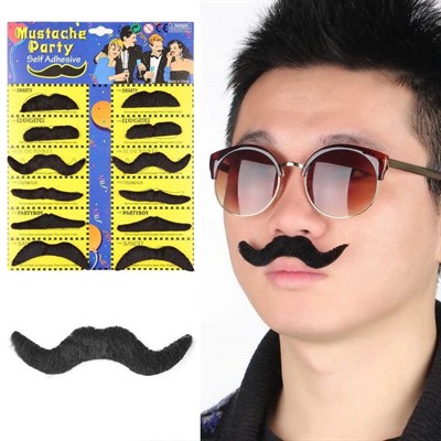Mey İthalat® Yapışkanlı Takma Bıyık 6 Model 12 Adet Set