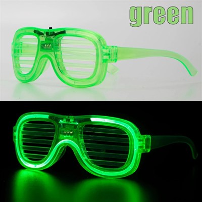 Mey İthalat® Yeşil LED Işıklı Parti Gözlüğü – Neon Glow Şerit Gözlük 3 Modlu
