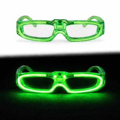 Mey İthalat® Yeşil LED Işıklı Parti Gözlüğü 3 Modlu – Glow & Gece Eğlence Gözlüğü