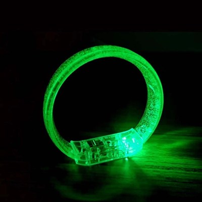 Mey İthalat® Yeşil Led Işıklı Baskı Yapılabilen Pilli Bileklik Bilezik 1,5 cm Genişlik