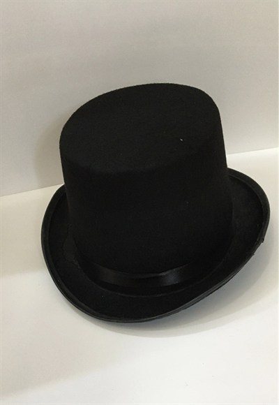 Mey İthalat® Yetişkinler İçin Siyah Renk Ringmaster Sihirbaz Şapkası Fötr Şapka 15 cm