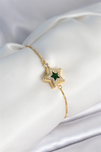 Mey İthalat® Yıldız Model Asansörlü Gold Renk Kadın Bileklik