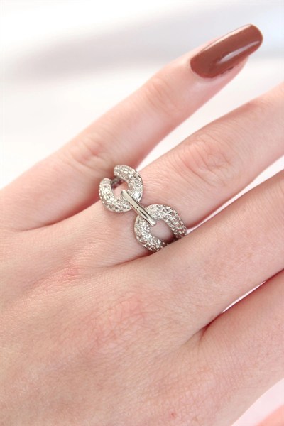 Mey İthalat® Zirkon Taşlı Silver Renk Ayarlanabilir Yüzük