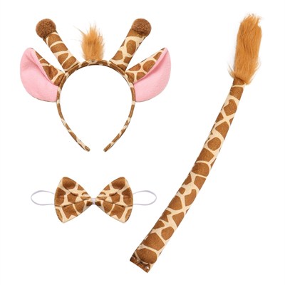Mey İthalat® Zürafa Kosümü Aksesuar Seti 3 lü - Taç Papyon Kuyruk
