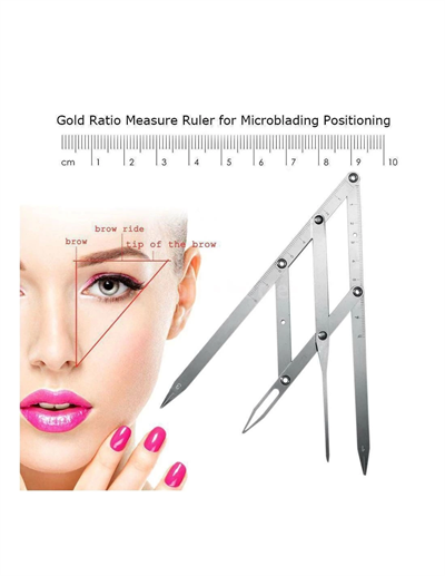 Microblading Simetrik ve Estetik Kaş Ölçüm Cetveli, Kalıcı Makyaj Altın Oran Pergeli 275