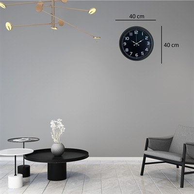 Midnight Black 40 Cm Metal Duvar Saati