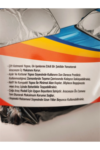 Miflonlu Katlanır Oto Ön Cam Güneşliği 150x70cm Güneş Koruyucu Yazlık Araç Aksesuarı