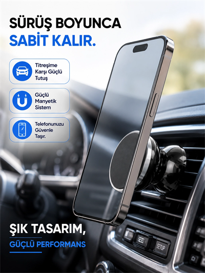 Mıknatıslı Araç İçi Telefon Tutucu Havalandırma Izgarasına Takımına Uygun