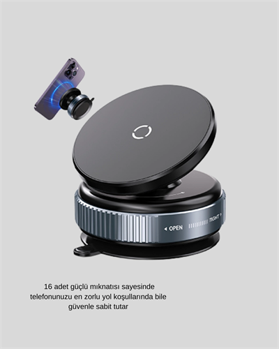 Mıknatıslı Araç Telefon Tutucu Vakum Teknolojili 360° Ayarlanabilir