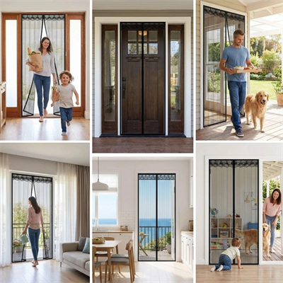 Mıknatıslı Kapı Sinekliği Siyah 100x210 Cm Otomatik Kapanan Manyetik Tül Sineklik Bx40