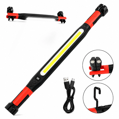 Mıknatıslı Type-c Şarj - Dijital Gösterge 360° Dönebilen Gövde - Askı Kanca - Çift Renk - 52.5cm El Fener - Işıldak Çok Amaçlı Led Çalışma Lambası 4 Fonksiyon Renkli Kl-d95 Bx40