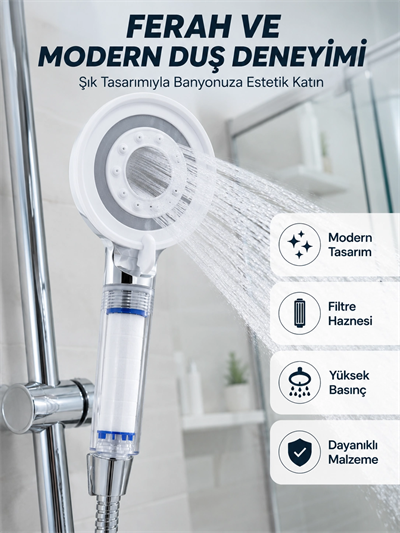 Mineral Taşlı Filtreli Duş Başlığı Güçlü Su Basınçlı Banyo Başlığı