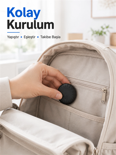 Mini Akıllı Takip Cihazı 2 Yıl Pil Ömrü Android iOS Uyumlu Çanta Araç Valiz Takip Aparatı
