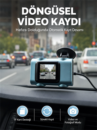 Mini Araç İçi Kamera Sürekli Kayıt Geniş Açılı Yeni Nesil