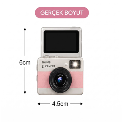 Mini Dijital Retro Kamera - Dönebilen Ekran - Flaşlı