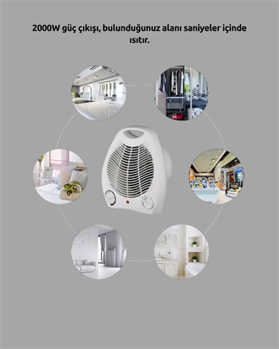 Mini Elektrikli Isıtıcı – 2000W Güç, Fanlı Isıtma, 3 Isı Modu