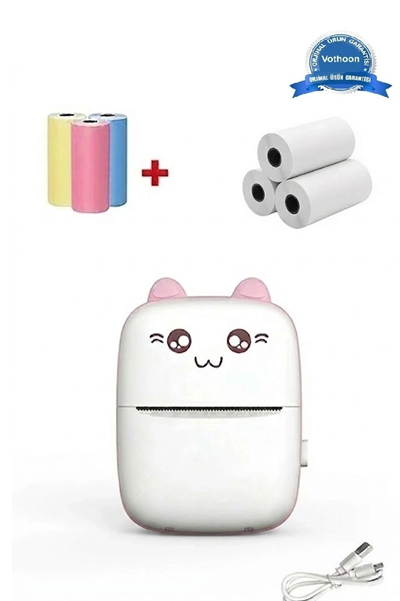 Mini Fotoğraf Yazıcı Kablosuz Etiket Yazıcı Baskı Makinesi Ios Android Uyumlu Termal Printer Pembe