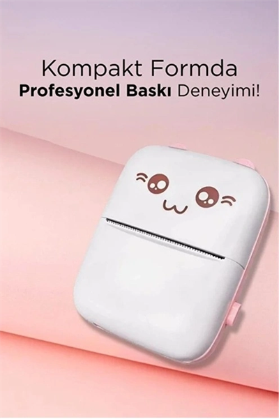 Mini Fotoğraf Yazıcı Kablosuz Etiket Yazıcı Baskı Makinesi Ios Android Uyumlu Termal Printer Mavi