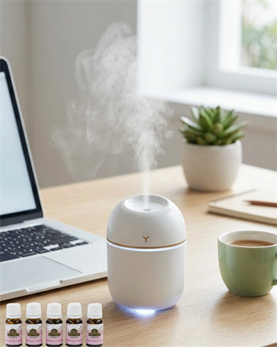 Mini Hava Nemlendirici USB Bağlantılı LED Işıklı 5 Esans Hediyeli Aromaterapi Difüzörü