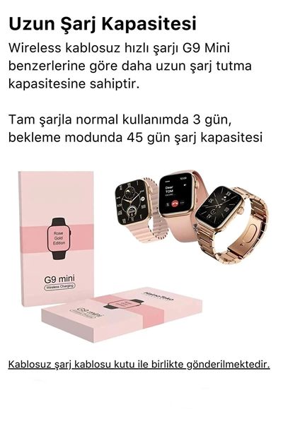 Mini Kadın Akıllı Saat, Rose Gold Kasa ve Çelik Kordon ile Nabız, Uyku, Adım Takibi ve GPS Özellikli