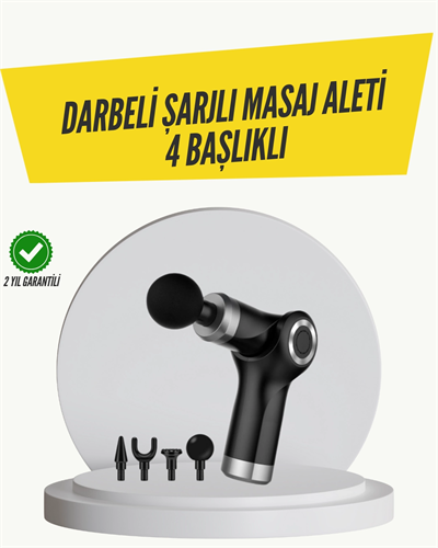 Mini Masaj Tabancası 4 Başlık 6 Hız Ayarlı