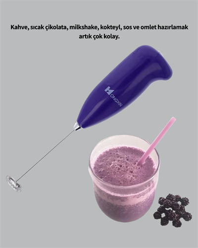 Mini Pilli Portatif Karıştırıcı – Cappuccino, Latte, Frappe ve Kahve Köpürtücü