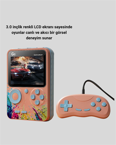 Mini Retro Oyun Konsolu 500 Oyunlu 3.0 İnç Ekran ve Şarjlı Batarya