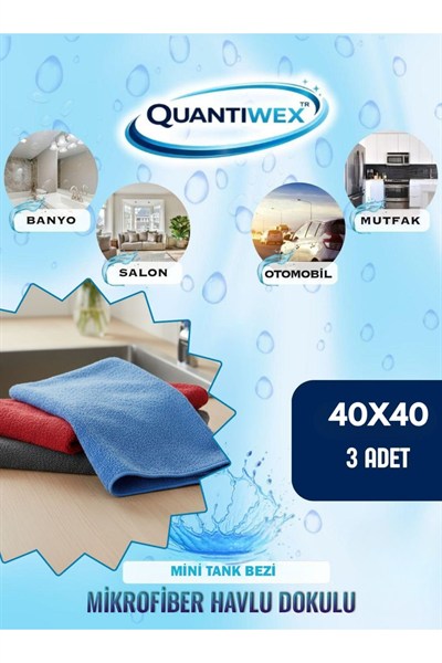 Mini Tank Mikrofiber Bez 40x40 cm 3’lü Set – Sihirli Temizlik, Araba Kurulama, Mutfak ve Banyo Havlusu